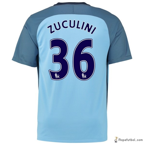 Camiseta Manchester City Replica Primera Ropa Zuculini 2016/17 Azul